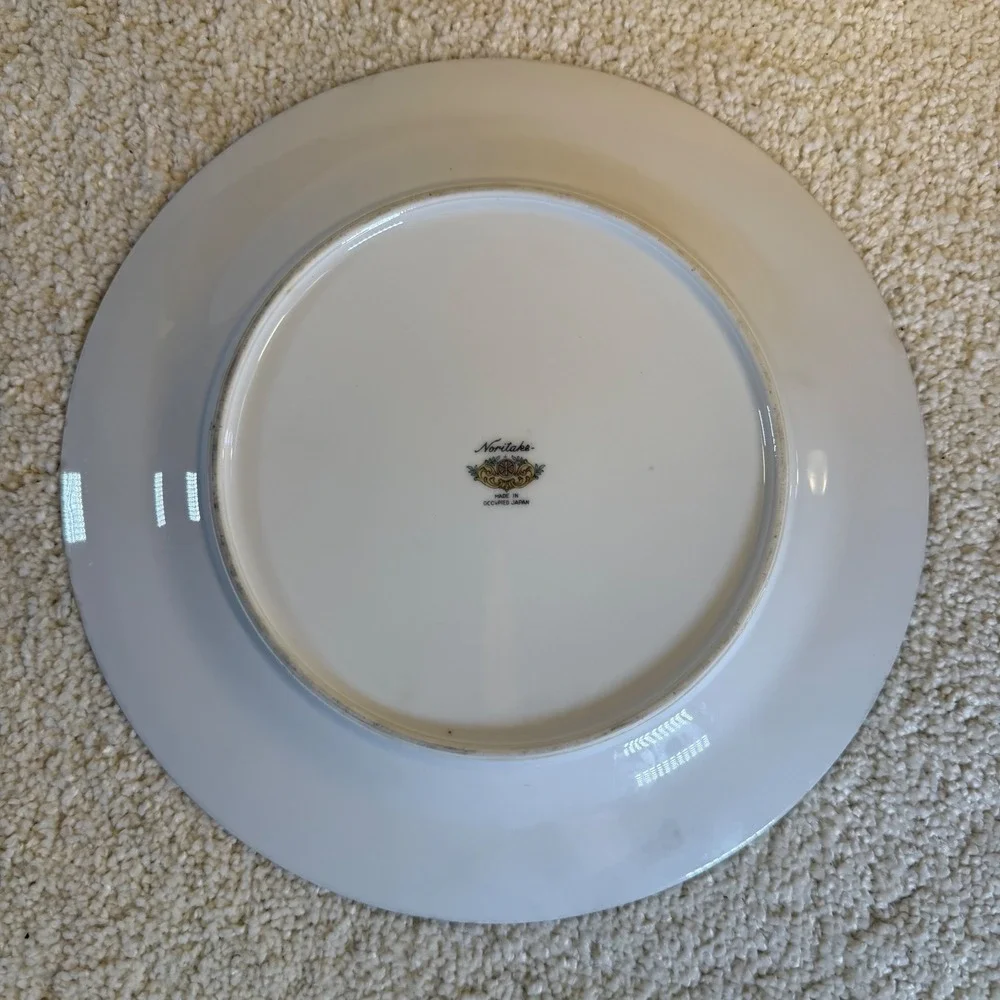 Antique Noritake Mystery‎ Pattern China Plate Occupied Japan Floral Gilded Rim